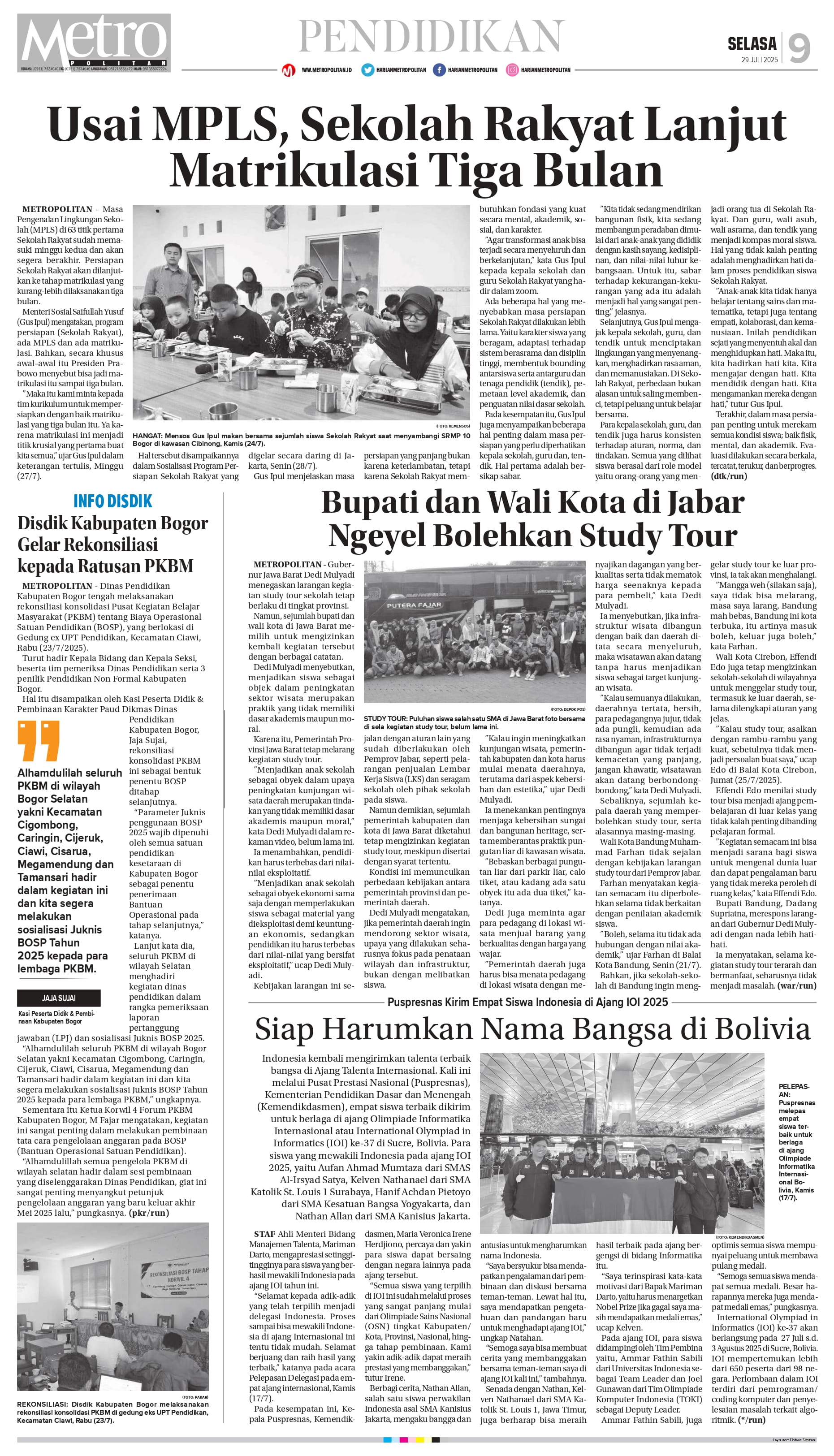 Usai MPLS, Sekolah Rakyat Lanjut Matrikulasi Tiga Bulan