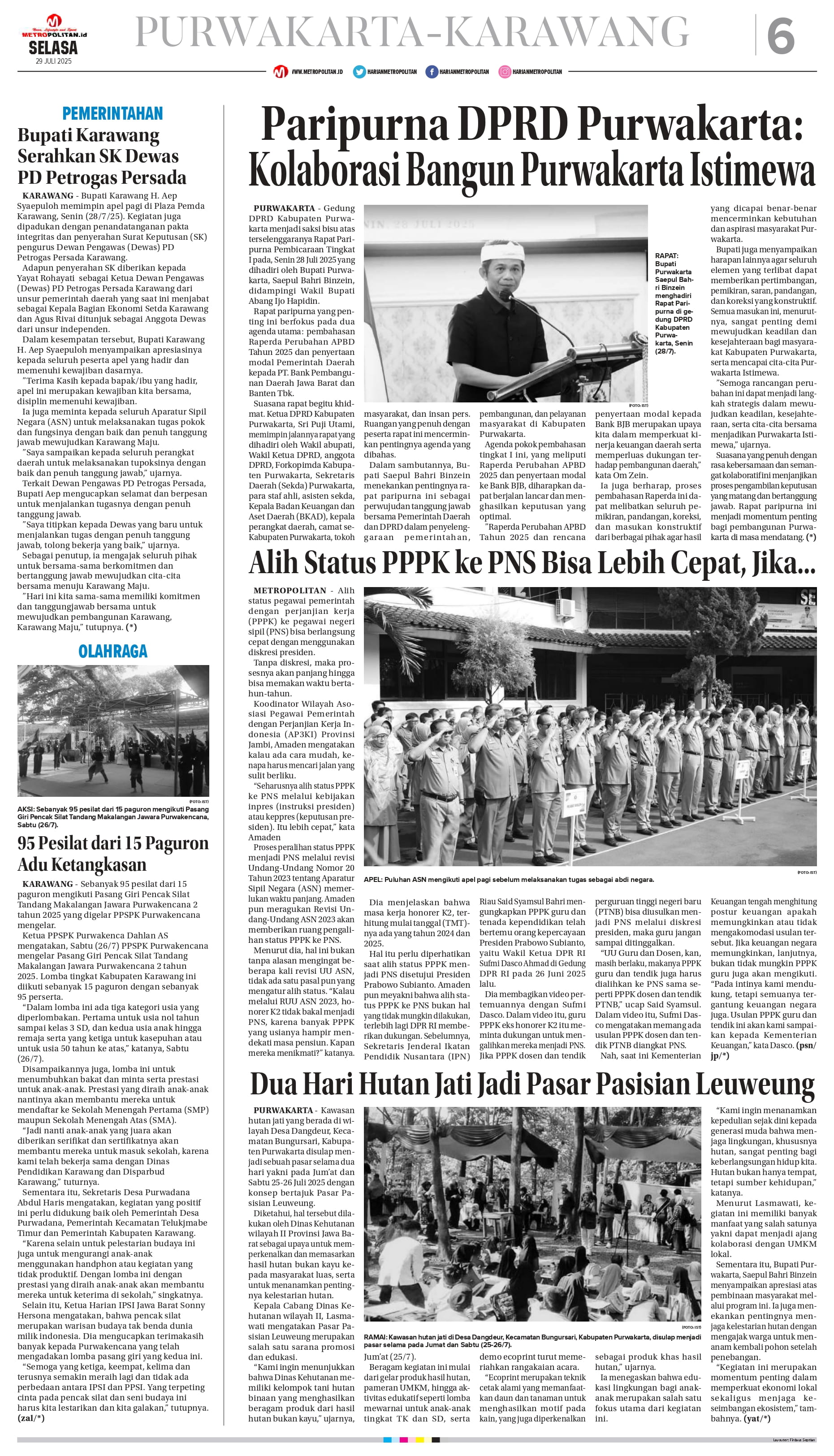 Paripurna DPRD Purwakarta : Kolaborasi Bangun Purwakarta Istimewa