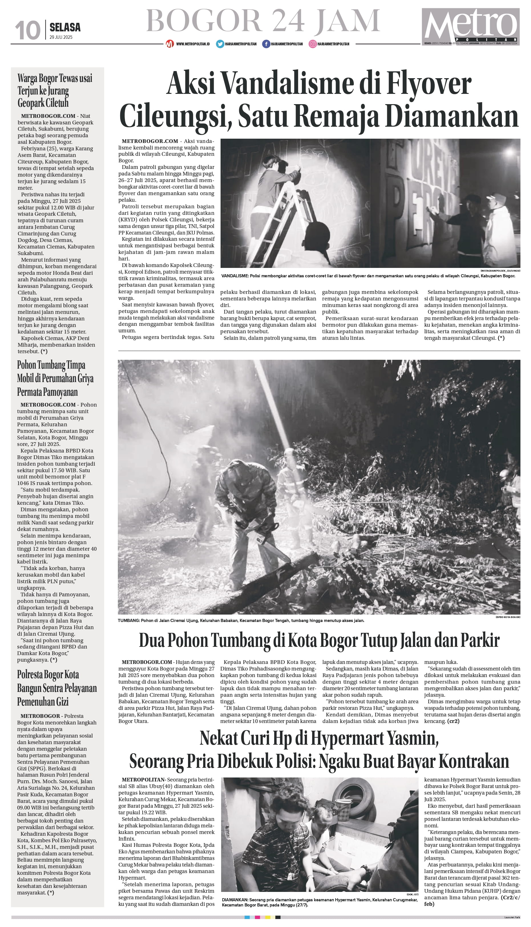 Aksi Vandalisme di Flyover Cileungsi, Satu Remaja Diamankan