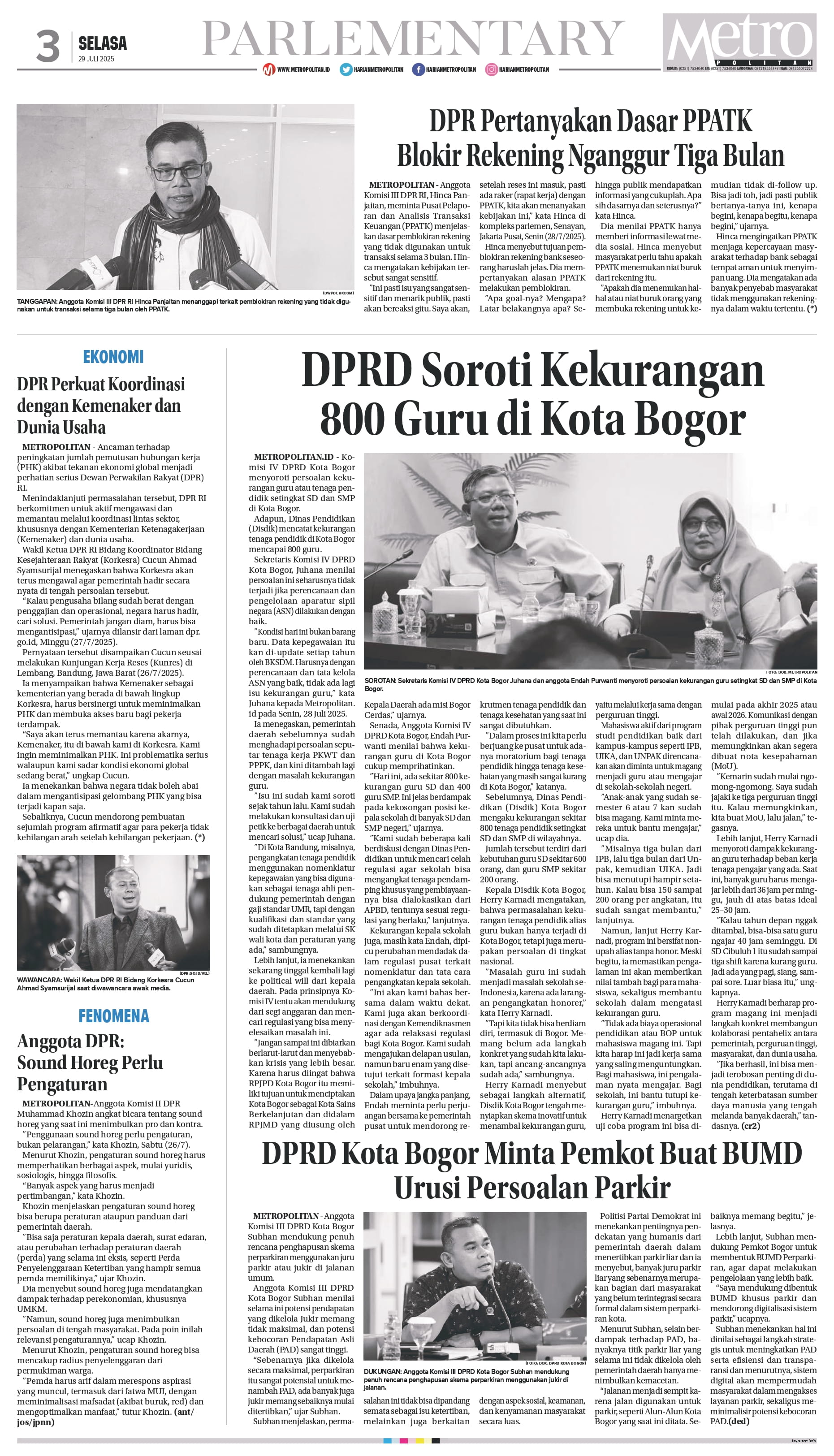 DPRD Soroti Kekurangan 800 Guru di Kota Bogor